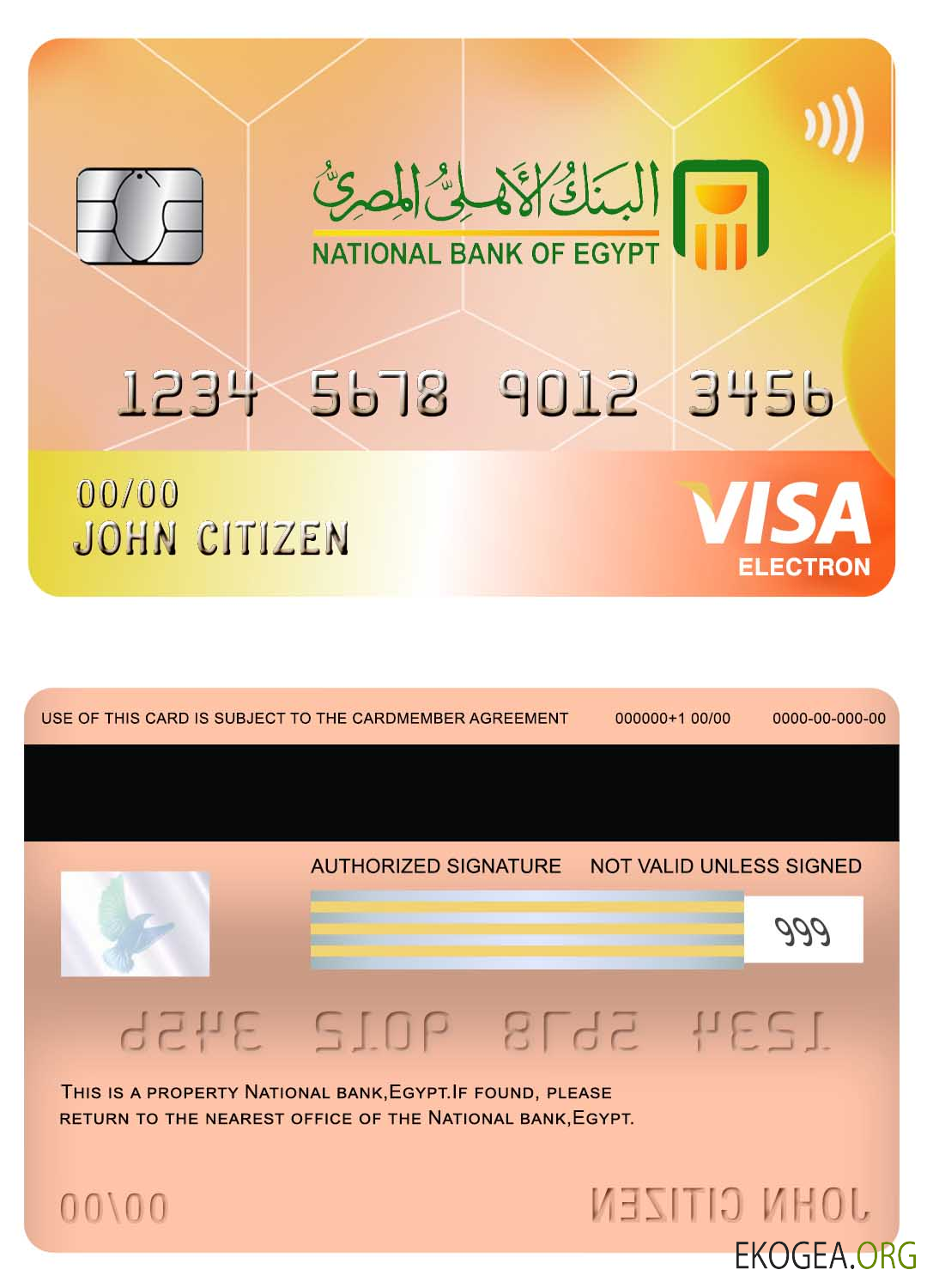 Carte électronique visa de la banque nationale égyptienne
